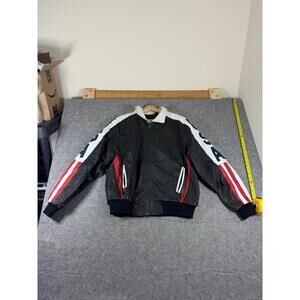 Vintage Michael Hoban Wheremi Leather Jacket Mens USA American Flag Size L